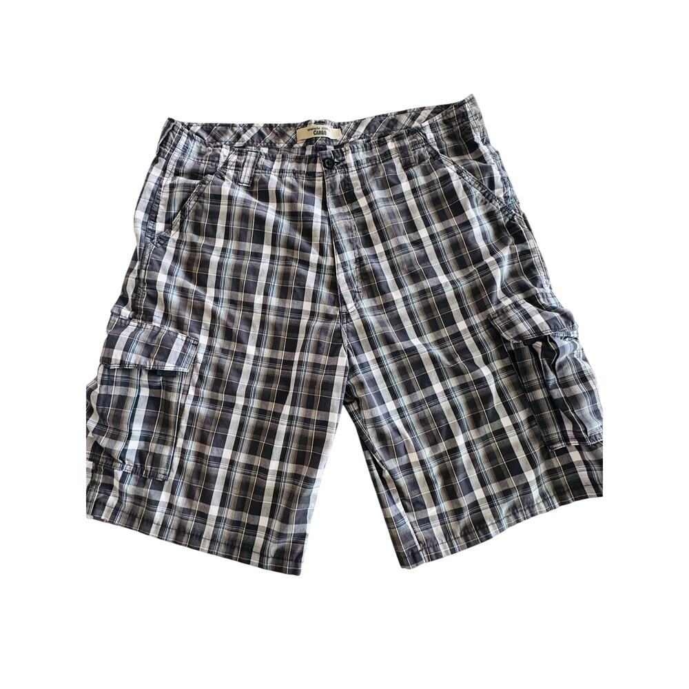 Wrangler Men’s Cargo Utility Shorts Plaid Blue Green Size 38